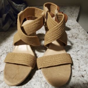 Soda tan wedges sandals size 7.5 new
